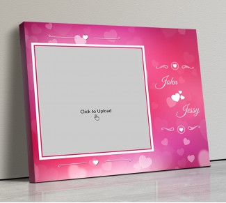 Photo Canvas Frames 14x12 - Pink Color Backgound  With Heart Symbols Design