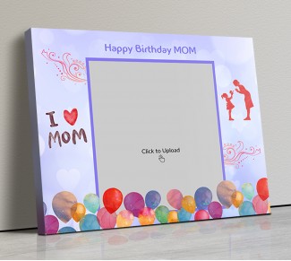 Photo Canvas Frames 14x12 - Happy Birthday Mom Wishes With Watercolor Balloons  Design
