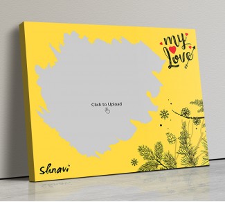 Yellow Color Love Landscape Canvas Frame - 14x12 Size