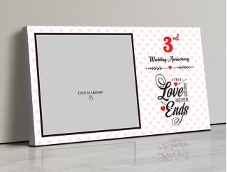 Photo Canvas Frames 17x10 - Love Story Never Ends Quotation With Heart Border Design