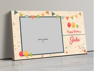 Photo Canvas Frames 17x10 - Birthday Wishes With Pennants And Balloons Design