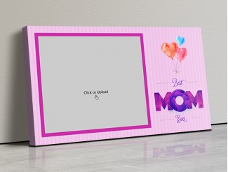Photo Canvas Frames 17x10 - Best Mom Ever Quotation with water color Heart Balloons Design