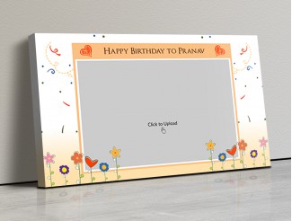 Photo Canvas Frames 17x10 - Happy Birthday Wishes With Confitte Design